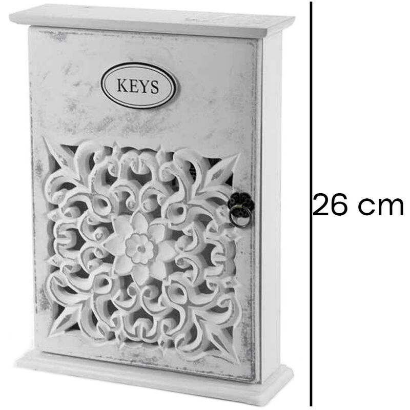 Cassetta portachiavi parete legno appendichiavi key box decoupage anta 6  posti