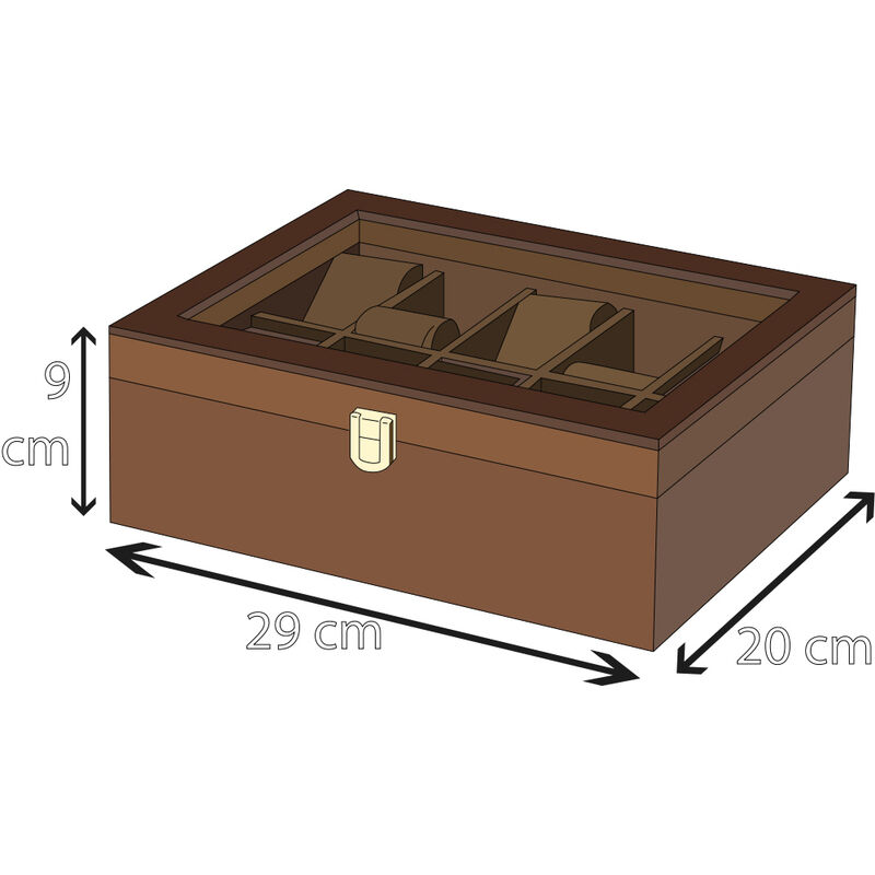 Scatola Porta 10 Orologi Portagioie Custodia Portaorologi Coperchio  Trasparente