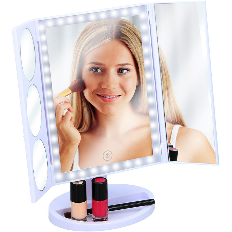 Specchio per trucco con luci regolabile con ingrandimento2x/3x 22LED touch  donna