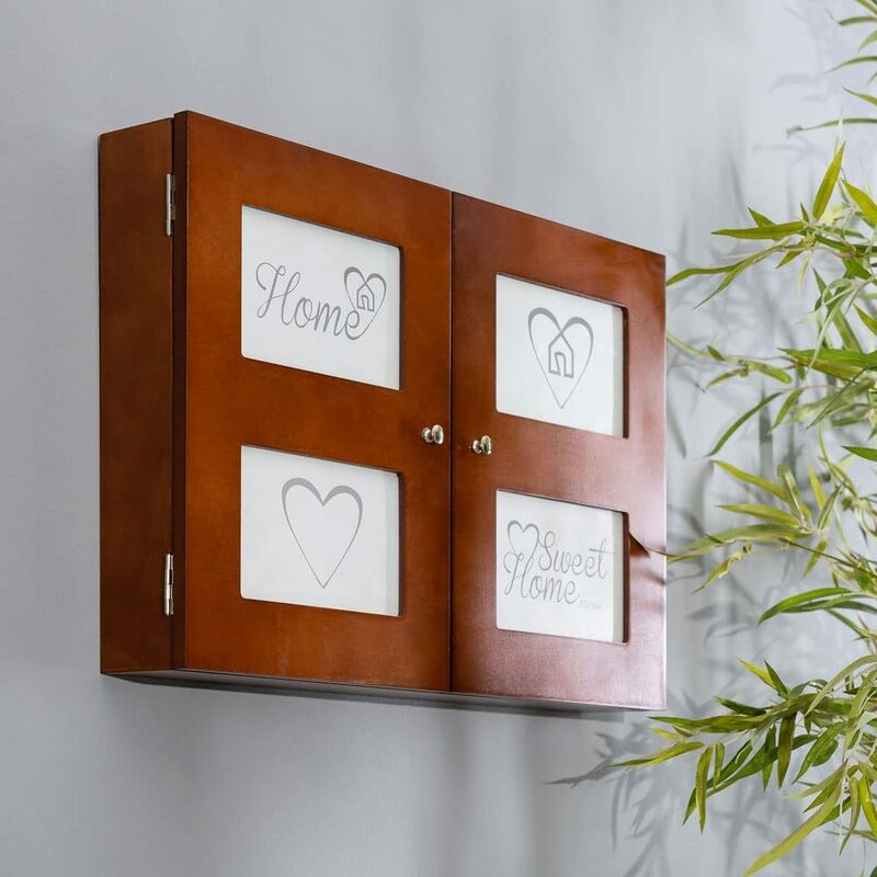 Copri Contatore Elettrico Con Porta FOTO 4 Posti In Legno MDF Marrone  46x8x32cm