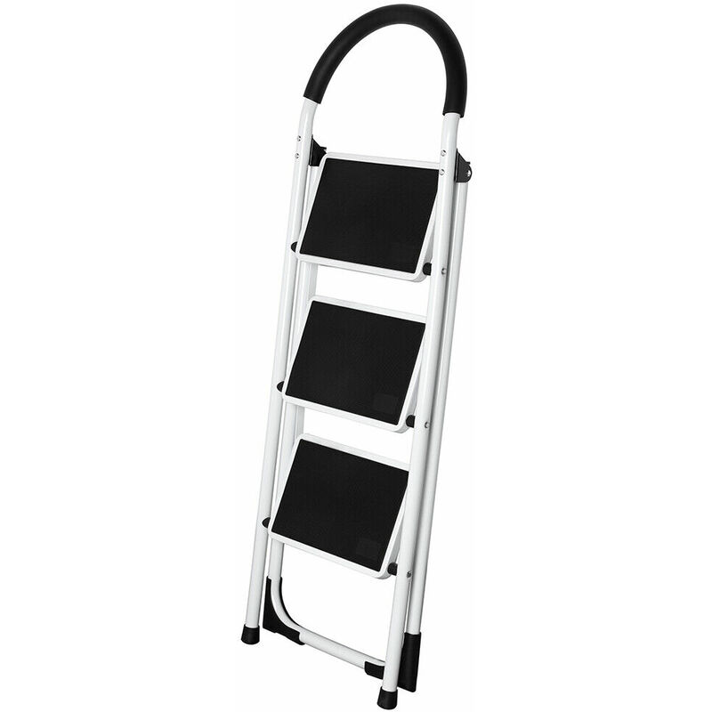 Scala Pieghevole A 3 Gradini SUBTLETY – Acciaio, Portata 150kg, Pedana Antiscivolo, Perfetta Per Casa E Esterno