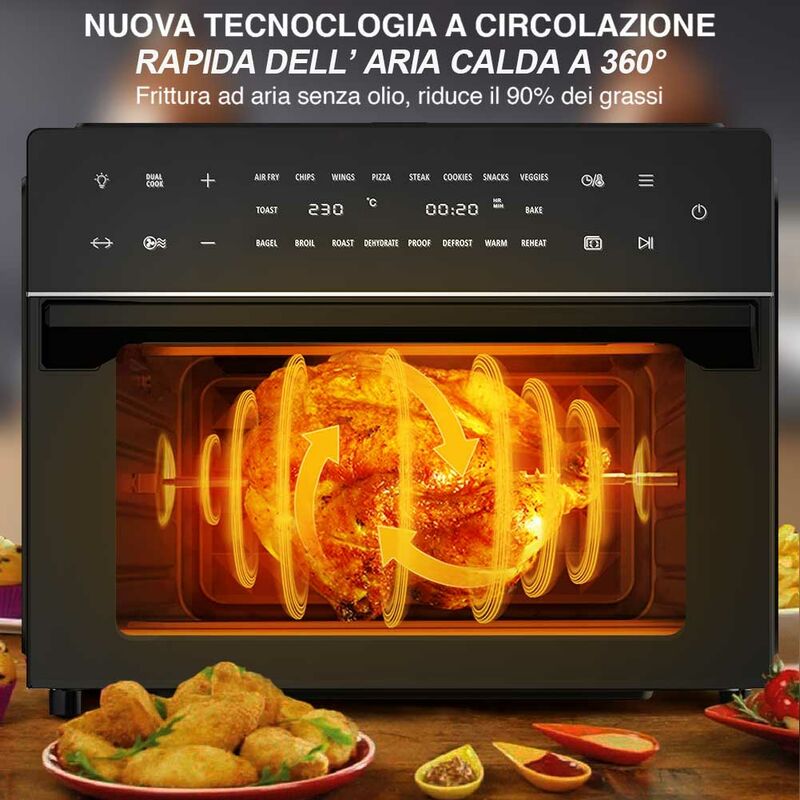 Friggitrice Ad Aria Calda Bakaji 3,25 Lt – Digitale 1300W Con 8 Programmi, Timer E Temperatura Regolabile, Per Friggere, Cuocere E Arrostire Con Poco Olio