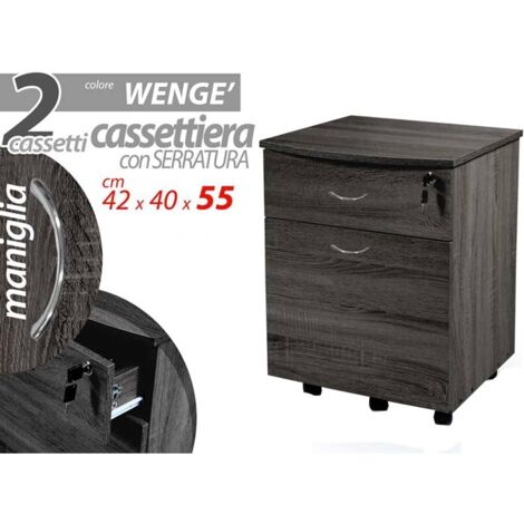 BAKAJI Schedario Da Ufficio Con 2 Cassetti Serratura Con 2 Chiavi - Foto 6