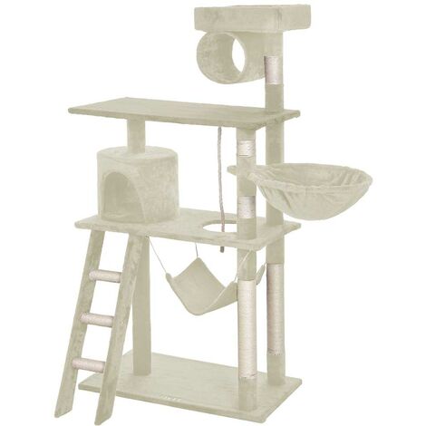 Albero Tiragraffi Per Gatti Bakaji 142cm - Con Cuccia, Amaca E Piattaforme - Grigio - Foto 4