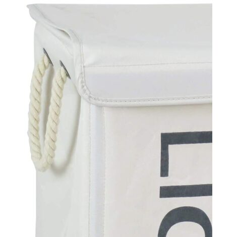 Set 3 Contenitori Impilabili Con Ruote 36 Litri - Bianchi, Per Biancheria Sporca, Chiusura A Coperchio, 36x38.5x38 Cm