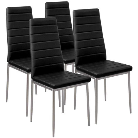 Set 4 Sedie Moderne sala Pranzo Salotto Cucina Seduta Imbottita Ecopelle Nero (1/5)