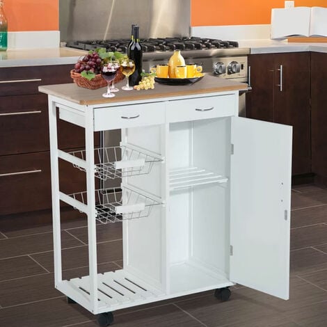 Carrello Cucina in legno 3 Cestelli Acciaio e Ripiano 12 Mattonelle in –  Esplodia