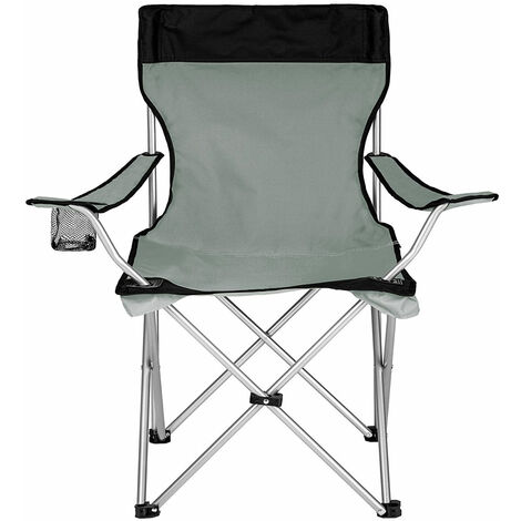 Sedia Pieghevole Da Campeggio WOLTU - Reclinabile Con Poggiatesta E Poggiapiedi, Portatile, Nero/Grigio