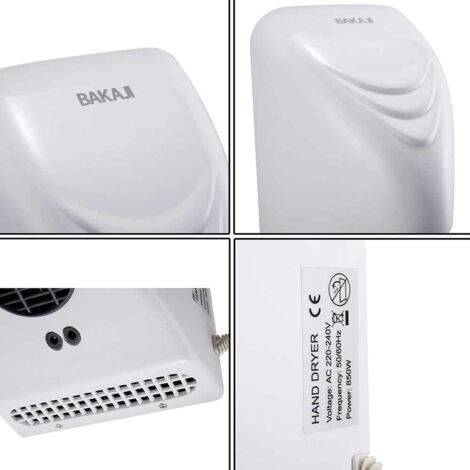 Asciugamani Elettrico Automatico Asciugamano Elettrico SQUADO Ad Aria Calda Con Fotocellula - Da Parete, 1800W, Bianco Amazon Asciugamani Elettrici