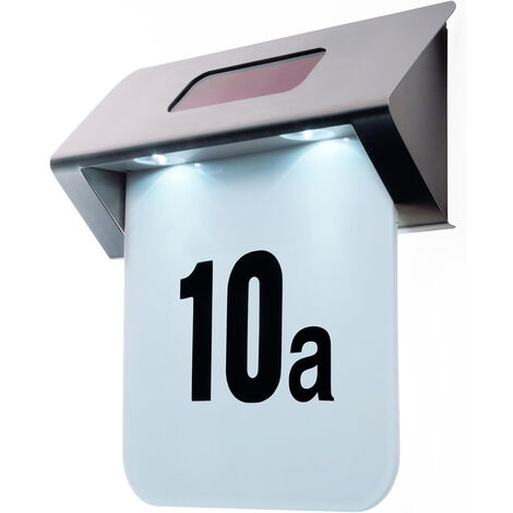 Numero Civico Illuminato LED Ricarica Energia Solare Acciaio Inox Esterno Casa