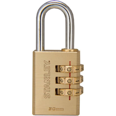 Stanley Lucchetto a Combinazione 30 mm a 3 Cifre in Ottone e Acciaio Cementato (1/5)