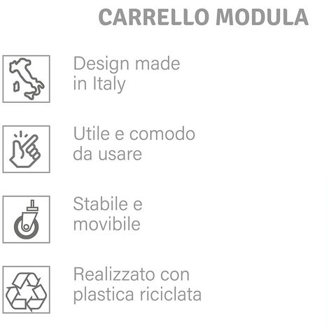 CARRELLO MODULA MULTIUSO PORTAOGGETTI PORTA FRUTTA 3 RIPIANI CON RUOTE