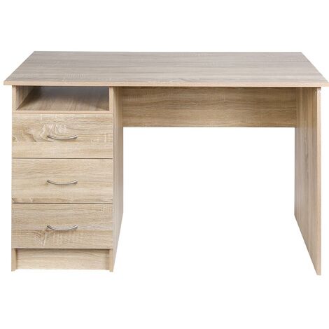 Scrivania con Cassettiera 3 Cassetti Tavolo Porta Pc Computer Legno Quercia