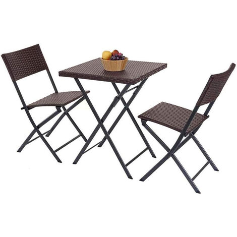 Tavolo Da Giardino Pieghevole Totò Piccinni – Tondo In Polyrattan Marrone, Diametro 70 Cm, Per Picnic E Esterni