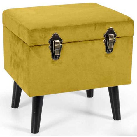 POUF CONTENITORE CON IMBOTTITURA IN VELLUTO 40 X 33 X H 40 CM COLORE GIALLO