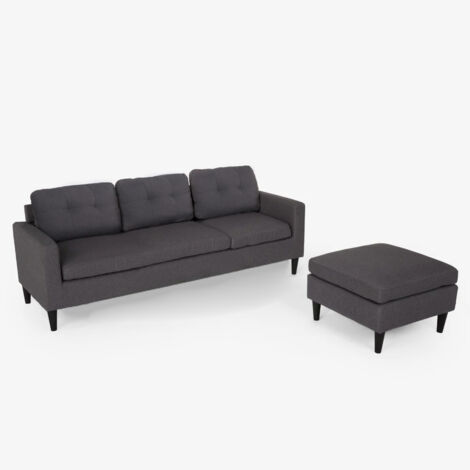 Divano con Penisola Reversibile Mobile e Cuscini Imbottiti Sofa 4 Posti Grigio
