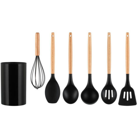 Set Mestoli 7 Pezzi Utensili da Cucina Con Barattolo Contenitore