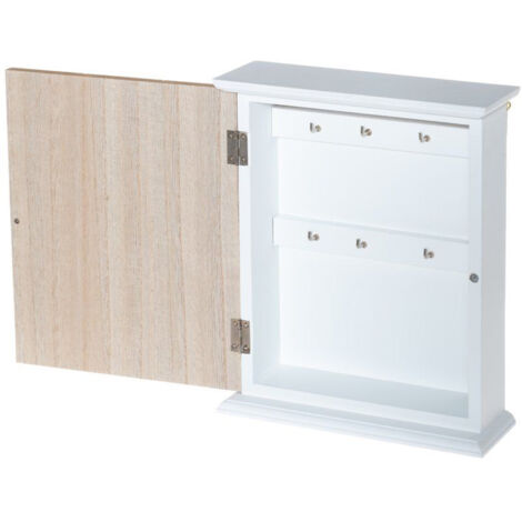 Kreative Feder Portachiavi In Legno Naturale – Stile Rustico Shabby – 30x20 Cm Con 6 Ganci – Made In Germany, Fatto A Mano