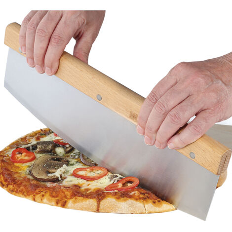 Taglierina Taglia Pizza Robusto con Manico in Legno Antibatterico Lama Acciaio (1/4)