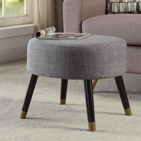 LOKATSE HOME Pouf Quadrato In Tessuto Con Gambe In Legno, Poggiapiedi O Seduta Aggiuntiva, Beige