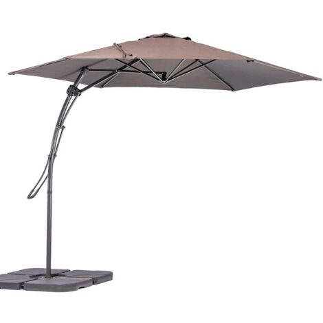 Ombrellone da Giardino Tortora Decentrato 3 x 3 Mt Base a Croce Sistema Air Vent