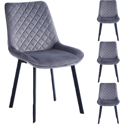 Set 4 Sedie da Pranzo Rivestimento Velluto Grigio Sedia Ufficio Casa Ergonomica (1/5)