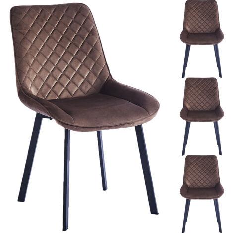 Set 4 Sedie da Pranzo Rivestimento Velluto Marrone Sedia Ufficio Casa Ergonomica (1/5)