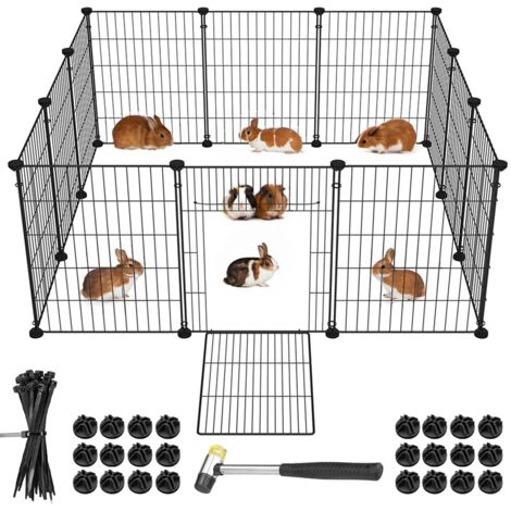 Recinto Animali di Piccola Taglia con Porta Apribile Criceti Conigli 12pz 35x45cm