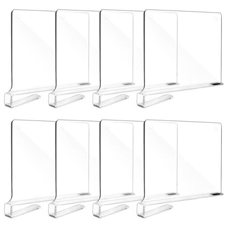 8 x Divisori Acrilico Trasparente Mensole Organizer Armadio Separatori x Scaffali