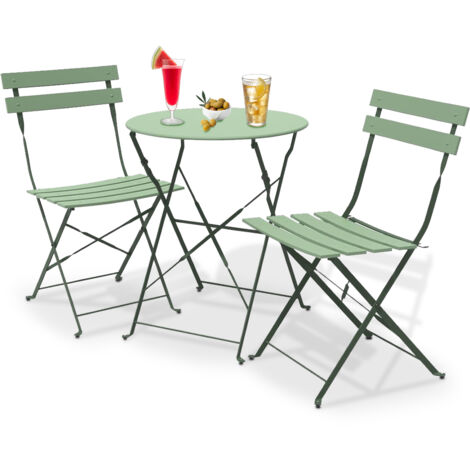 Set 3 Pezzi Giardino Tavolo con 2 Sedie da Bistrot Pieghevole Modello Parigi
