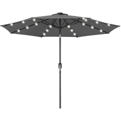 Ombrellone Da Giardino In Metallo Con Luci Solari LED – Parasole Rettangolare 270 Cm, Inclinabile E Con Manovella