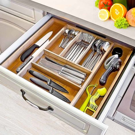 Portapane In Legno Di Bambu' Cucina Cassetto Porta Pane Con