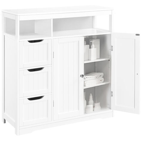 Mobile da Bagno Armadietto da Terra 3 Cassetti e 2 Ante Armadio 80.5x30x86.5cm