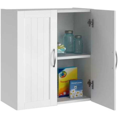 Pensile Bagno e Cucina Sospeso da Parete Armadietto a Muro Ripiano Regolabile