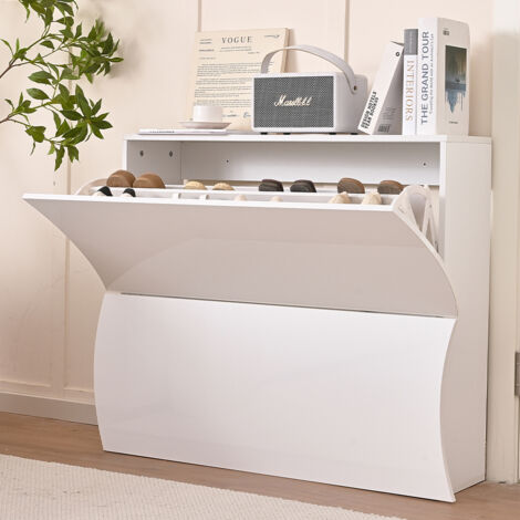 Scarpiera bianca, scarpiera in bambù a 4 ripiani, organizer per armadio e ingresso, scaffale in legno spesso autoportante per piccoli spazi, robusta e versatile per camera da letto, bagno, garage