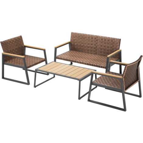 Set Salotto da Giardino Salottino in Polyrattan con Poltrone e Tavolo da Esterno