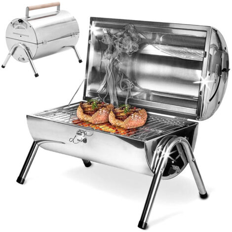 Ergocar Barbecue a Carbonella - Multifunzionale Da Esterno Portatile Ruotabile Con Vassoio a 4 Livelli Regolabile In Altezza Ideale Per Affumicare All'Aperto, Picnic, Campeggio e Barbecue