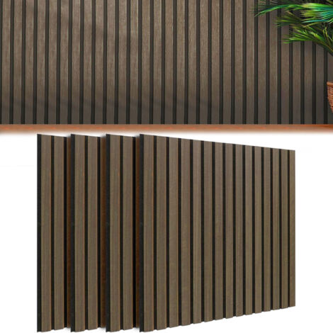 Kit 4 Pannelli Acustici Fonoassorbenti 60 x 60 cm Noce in Legno 3D da ...
