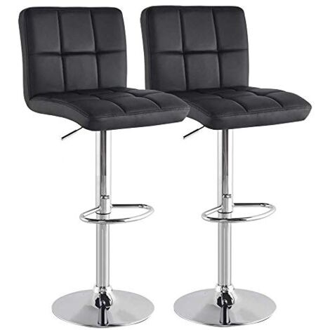 Set 2 Sgabelli da Bar Cucina Seduta Schienale in Ecopelle Nero con Poggiapiedi (1/4)