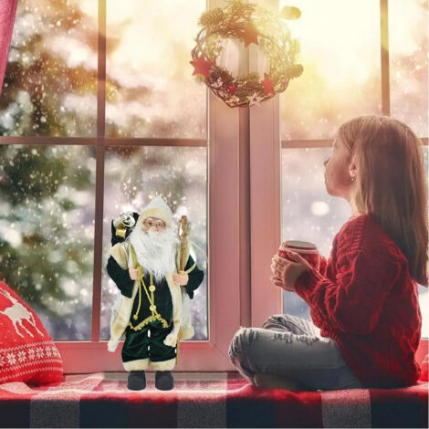 Statua di Babbo Natale per interni, personaggi, oggetti da collezione, decorazione da tavolo in resina, per la cameretta dei bambini