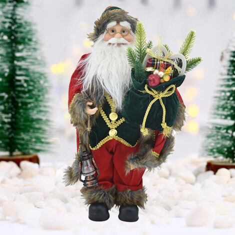 Bizzotto Pupazzo Di Babbo Natale Argento 60 Cm - Statuetta Decorativa Natalizia Con Sacco Regali