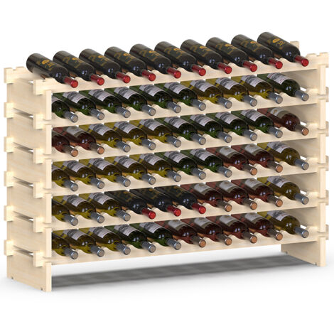 Cantinetta Portavino in Legno Naturale con 60 Scomparti Vino Bar Portabottiglie (1/5)