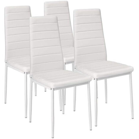 Set 4 Sedie Moderne sala Pranzo Salotto Cucina Seduta Imbottita Ecopelle Bianco (1/5)