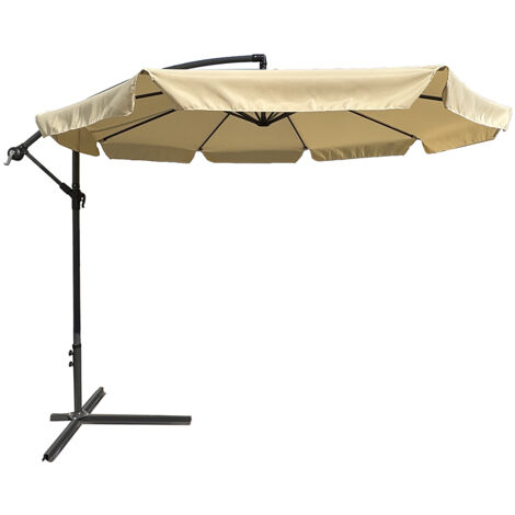 Ombrellone Giardino Decentrato 3x3 Beige Telo con pendente Palo Alluminio Gazebo