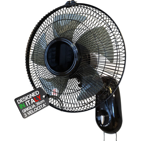 Ventilatore da Muro Parete 36 cm con 3 Livelli di Velocità Pale in Polipropilene