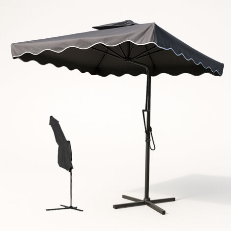 Ombrellone Giardino Decentrato 2,5mt Grigio con pendente Palo Metallo Gazebo