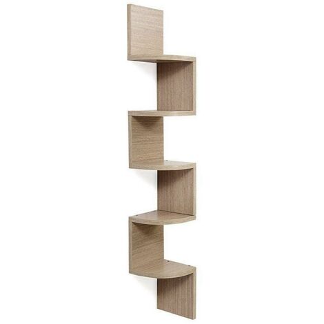 Libreria Scaffale Mensole Parete Angolare Moderna 5 Ripiani ad Angolo Beige