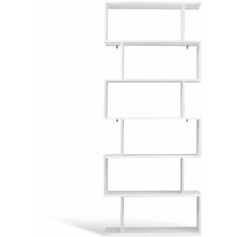 Libreria Design Moderna Scaffale 6 Ripiani 190x80x24cm Casa Ufficio Bianco