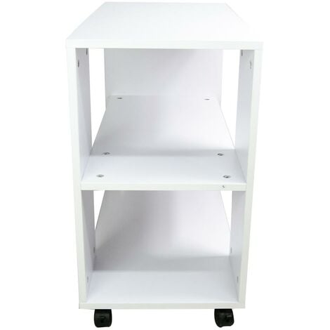 Tavolino Divano Libreria Design Moderno 2 Ripiani con Ruote 70x35x61 Casa Bianco