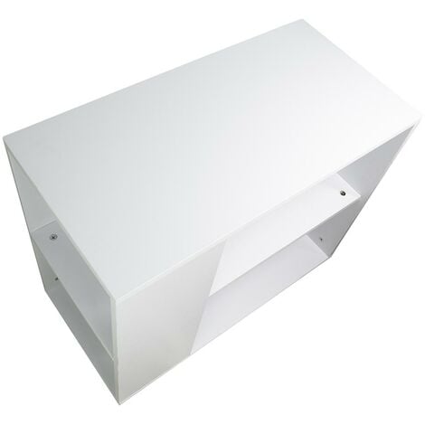 Tavolino Divano Libreria Design Moderno 2 Ripiani con Ruote 70x35x61 Casa Bianco